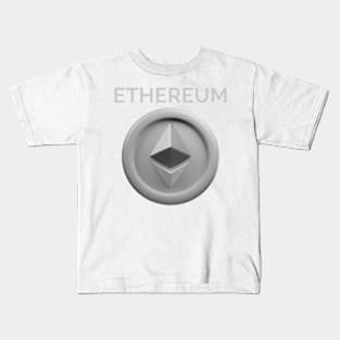 Ethereum 3d front view rendering cryptocurrency Kids T-Shirt